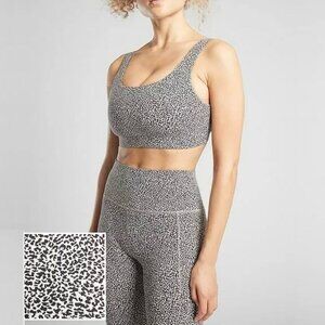 2/$30 Athleta Exhale Textured Bra Jacquard Leopard Animal Print Small #8880